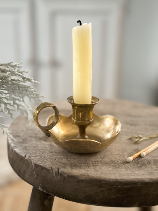 Vintage Solid Brass Scalloped Chamberstick