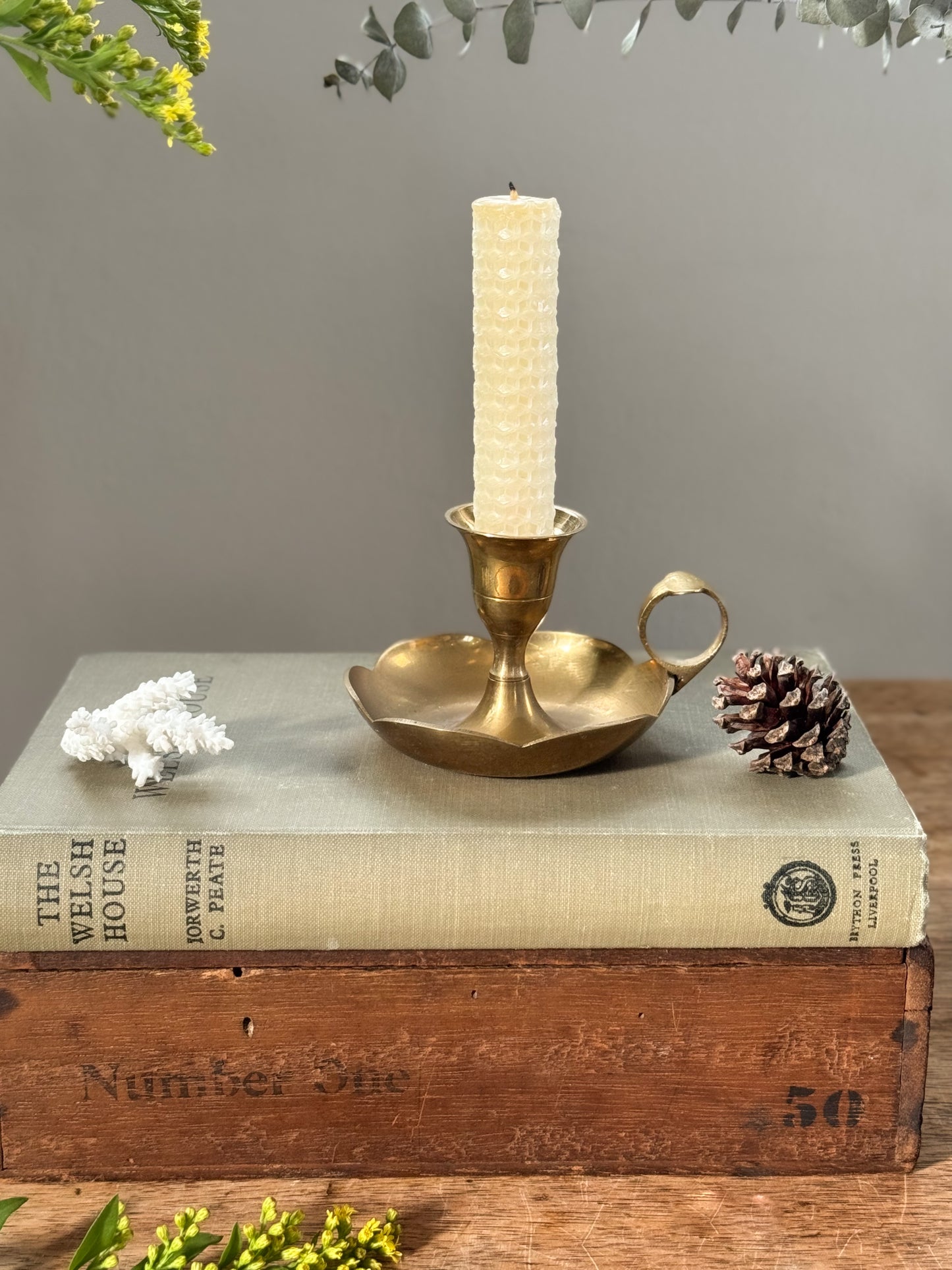 Vintage Solid Brass Scalloped Chamberstick