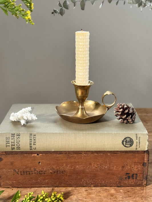 Vintage Solid Brass Scalloped Chamberstick