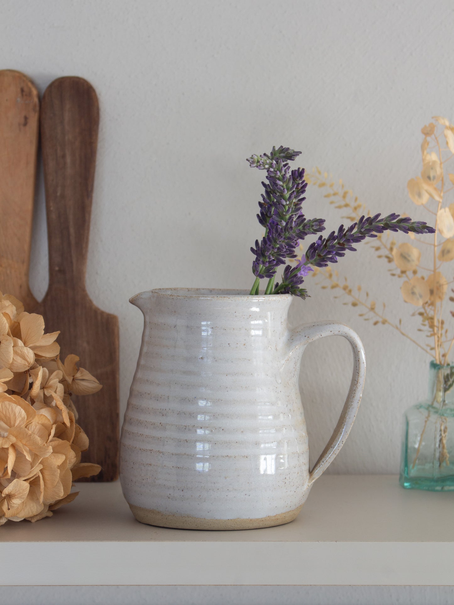 Vintage Neutral Studio Pottery Ribbed Creamer