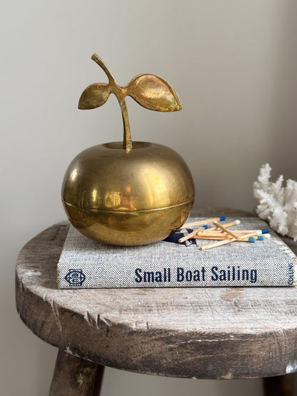Vintage Solid Brass Brass Apple Trinket Box