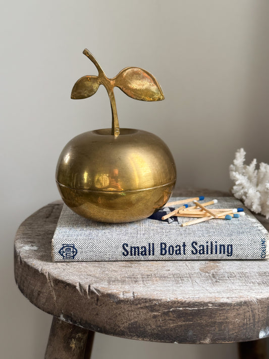 Vintage Solid Brass Brass Apple Trinket Box