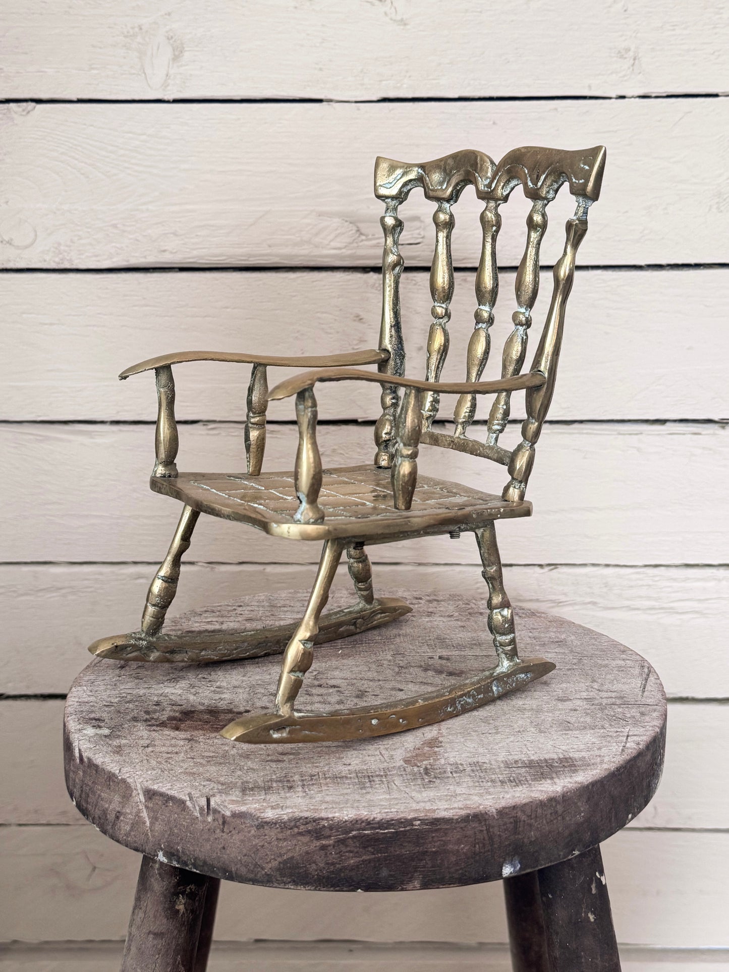 Vintage Solid Brass Rocking Chair