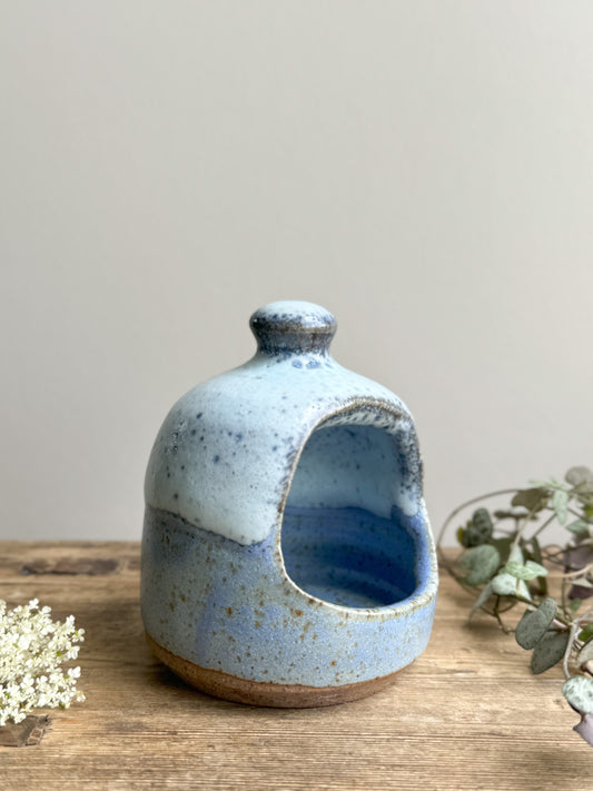 Studio Pottery Two Tone Blue Glazed Salt Pig