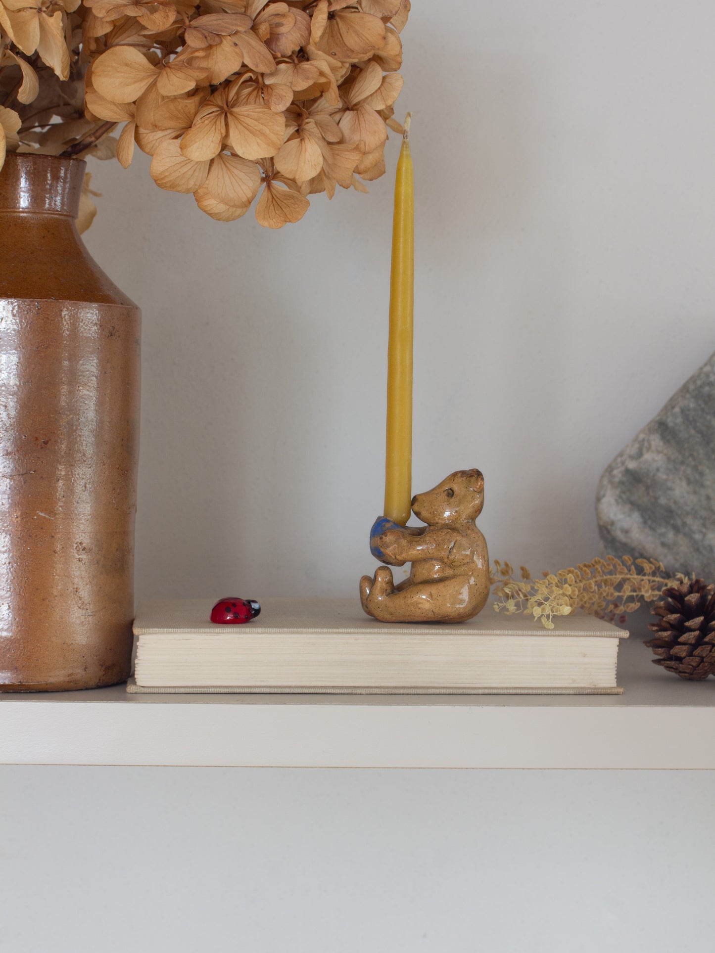 Vintage Studio Pottery Folk Art ‘Tiny Ted’ Bear Candle Holder