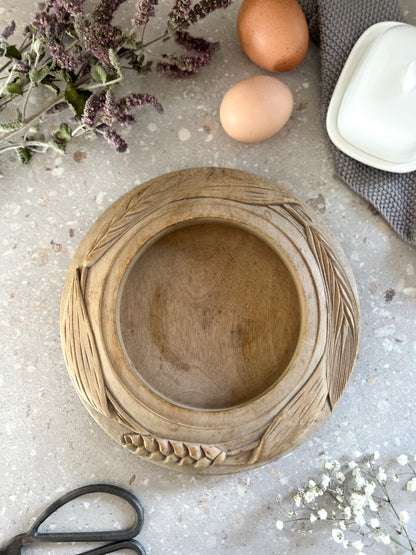 Antique Victorian Hand-Carved Pine Butter Dish