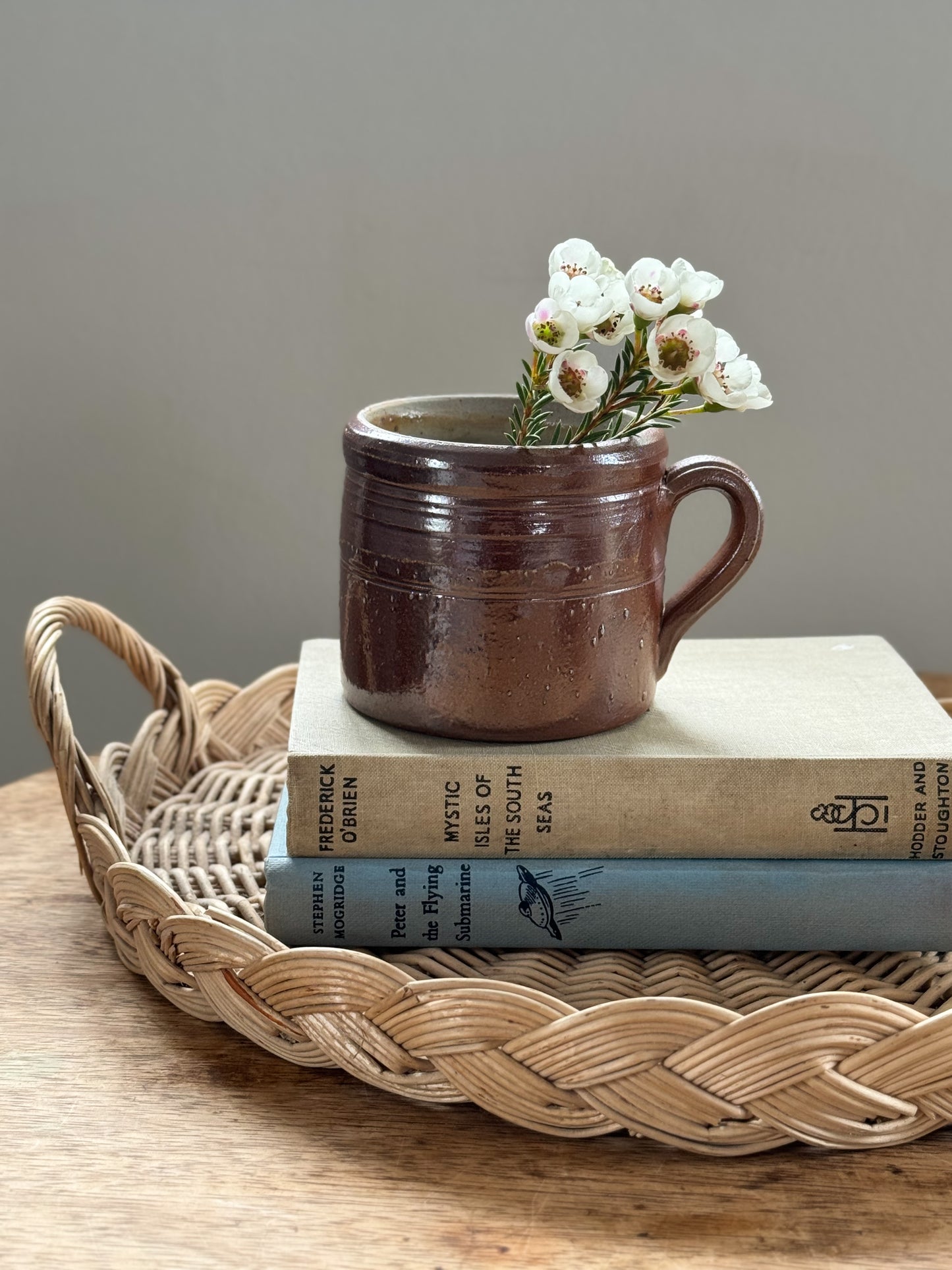 Antique French Stoneware Cider Cup (Bol à Cidre) - Extra Small Confit Pot