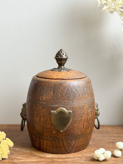 Antique Oak & Brass Ice Bucket