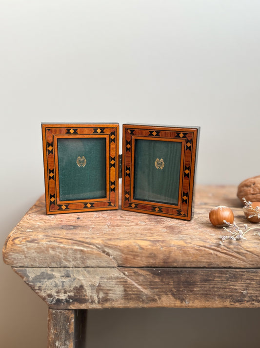 Vintage Marquetry Double Folding Frame