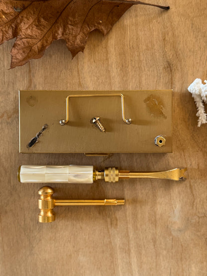 Vintage Mother of Pearl & Brass Multi-Tool Set by Schildkraut