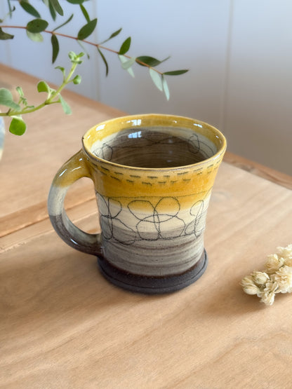 Large Studio Pottery Slipware Abstract Mug by Sheila Herring