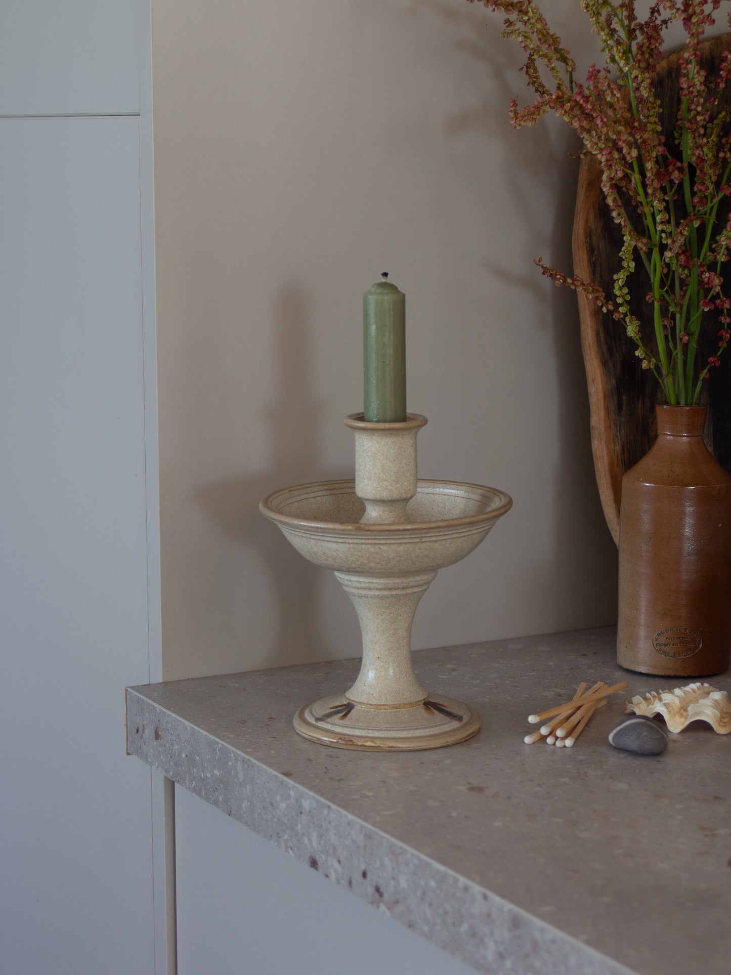 Large Sculptural Vintage Studio Pottery Candlestick Holder