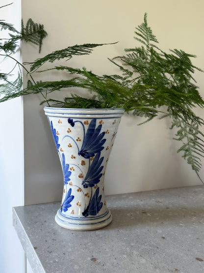 Vintage Large Blue & White Studio Pottery Vase