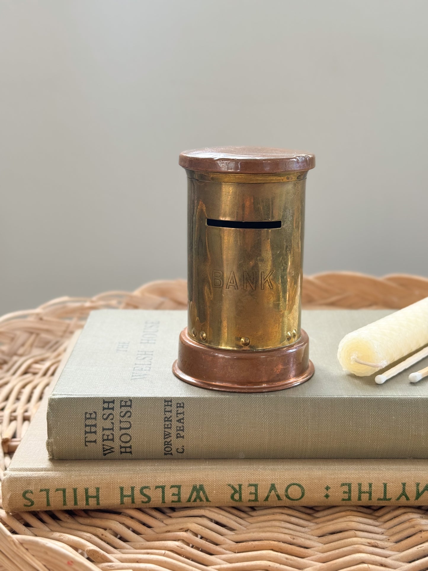 Vintage Handmade Copper & Brass Postbox Money Bank