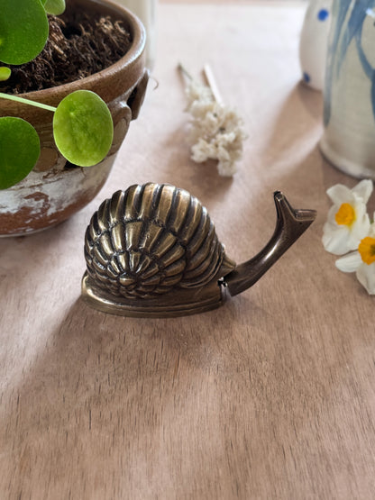 Rare Vintage Solid Brass Snail Tape Measure
