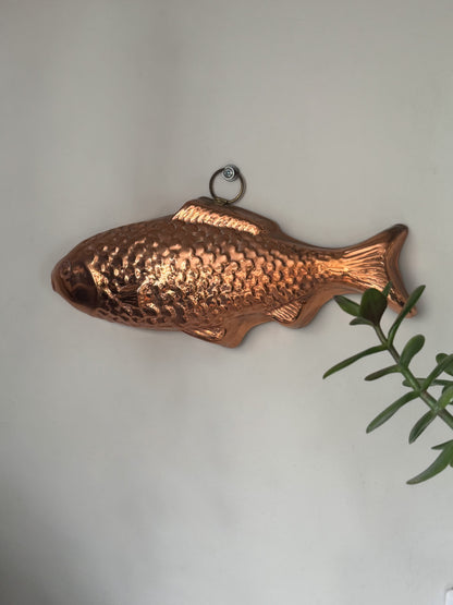 Vintage Midcentury Large Copper Fish Jelly Mould