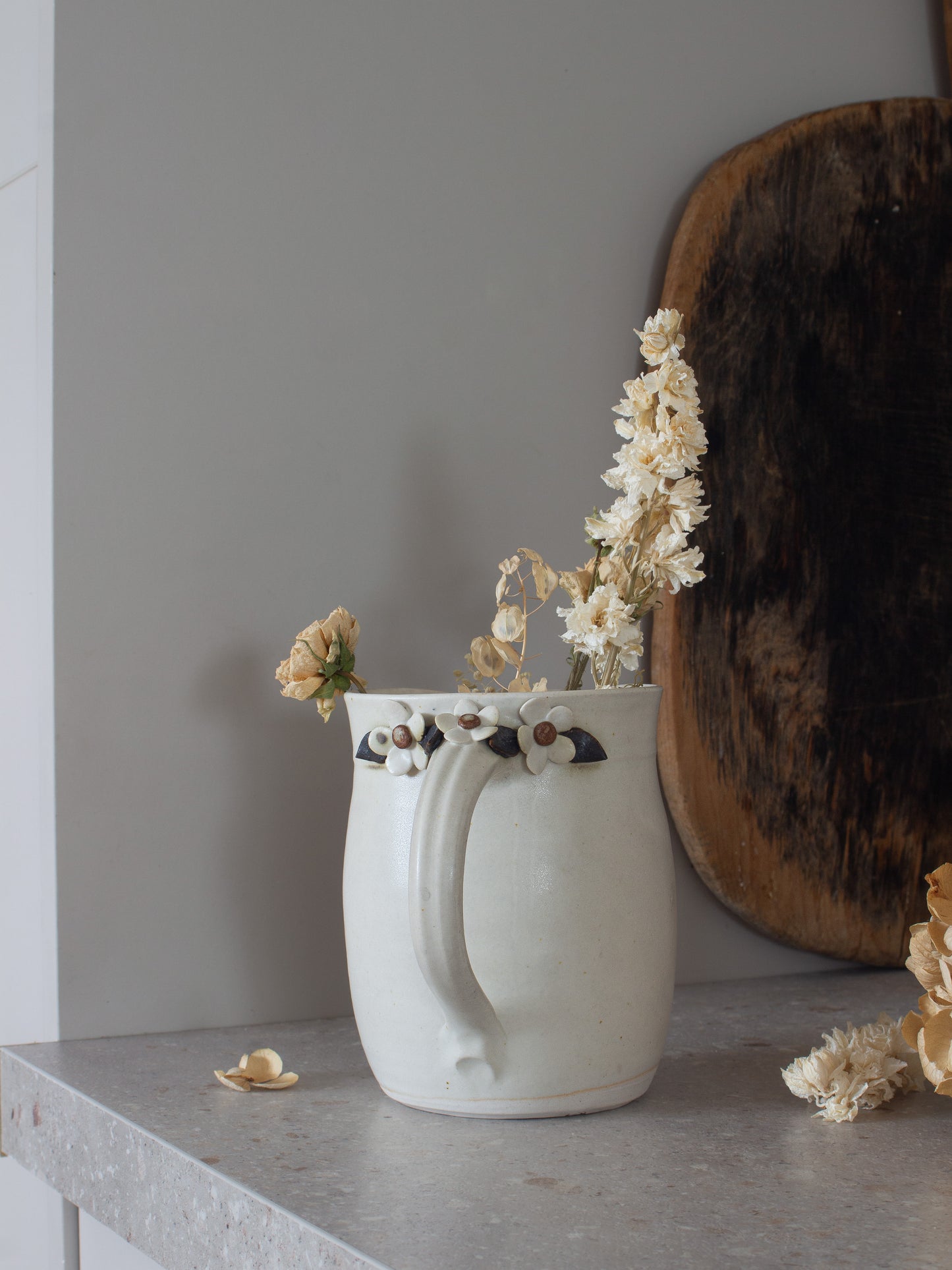 Vintage Welsh Ewenny Studio Pottery Floral Jug