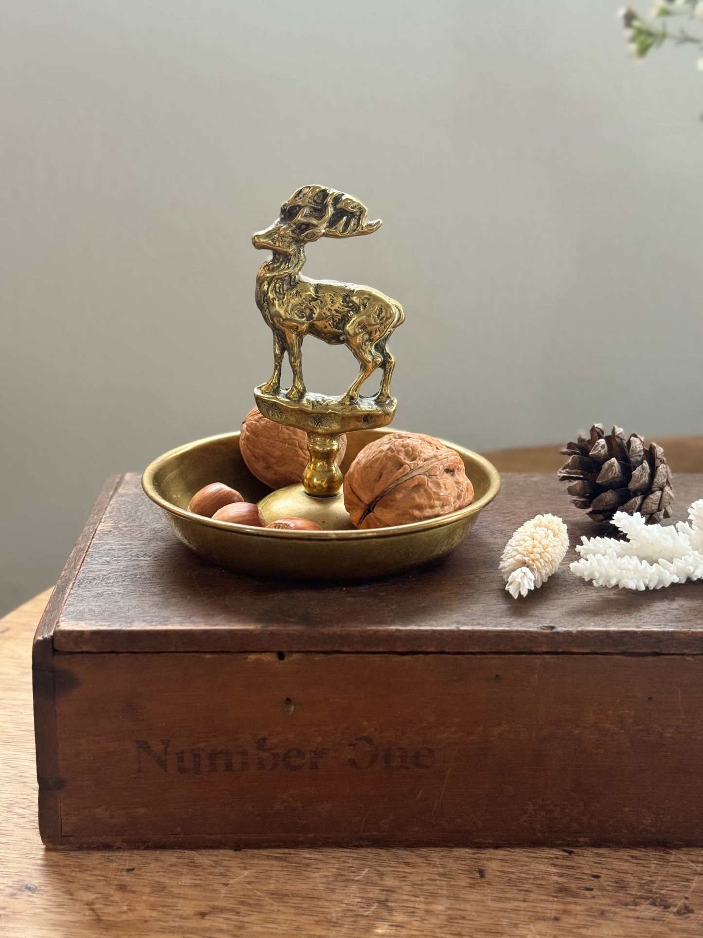 Vintage Solid Brass Deer Dish