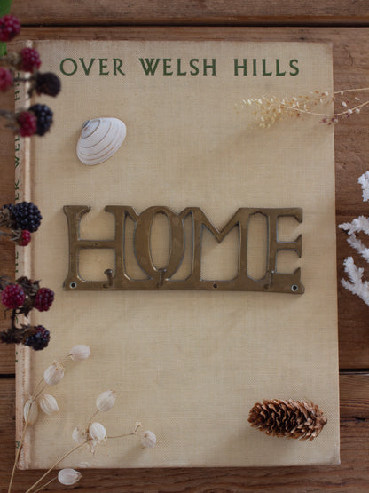 Vintage Solid Brass ‘HOME’ Wall Mounted Key Hooks