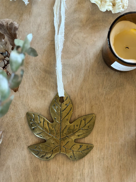 Vintage Solid Brass Leaf Wall Hanging