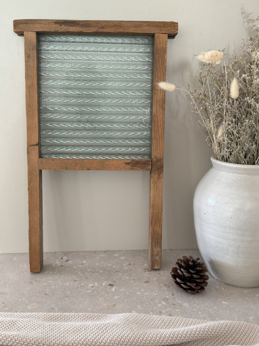 Vintage Wooden Textured Glass Washboard