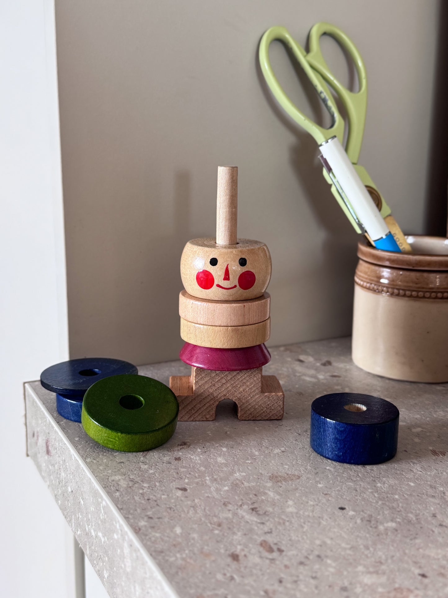 Vintage 1970s Wooden Stacking Toy - Made in Czechoslovakia