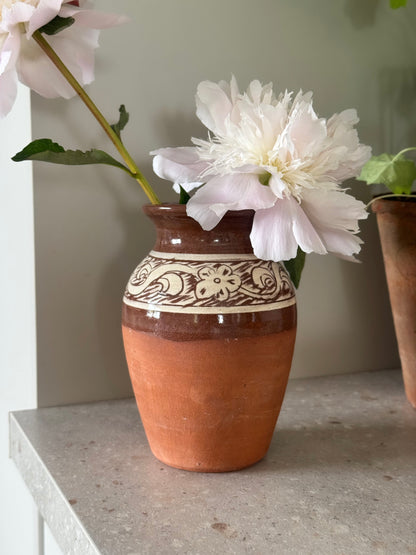 Vintage Terracotta Slipware Vase by Rookes Pottery, Ipstones | 
Staffordshire Studio Pottery