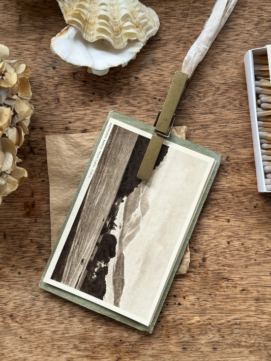 Vintage Solid Brass Peg-Shaped Letter Clip with Handmade Ribbon