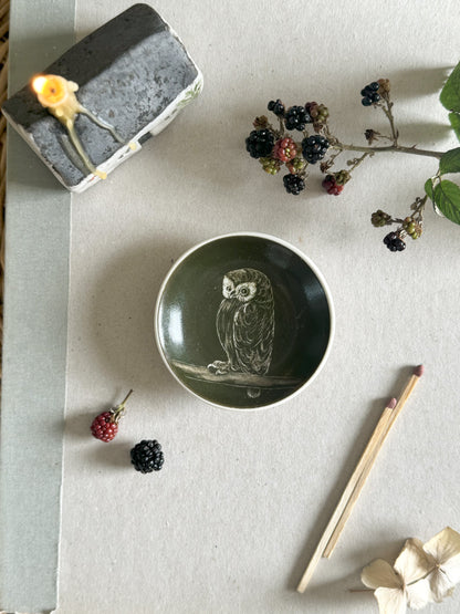Vintage Beddgelert Pottery Owl Pin Dish • Welsh Studio Pottery