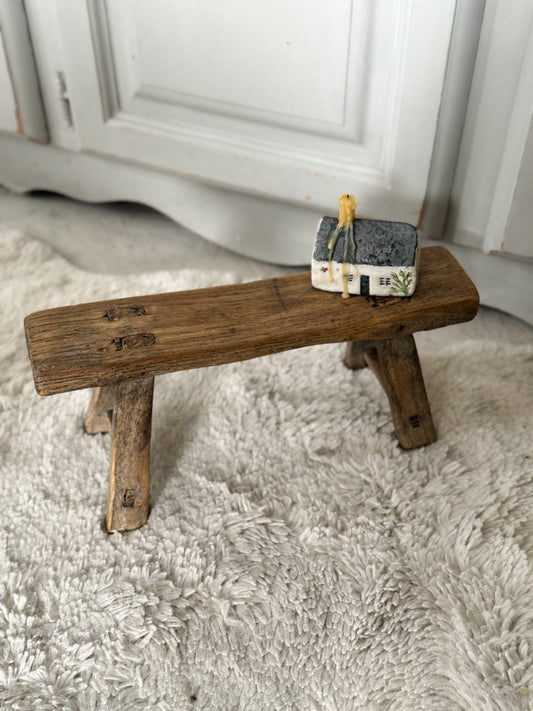 Antique Rustic Tiny Elm Stool