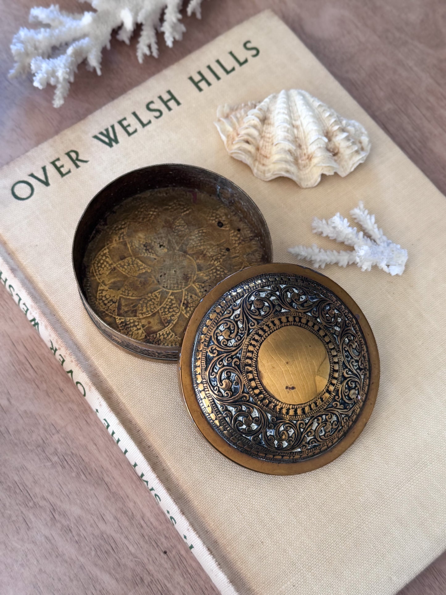 Vintage Ornate Solid Brass Trinket Box