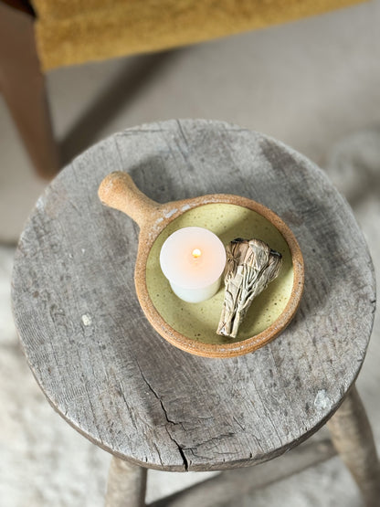 Studio Pottery Coaster / Candle Dish by Aylesford Pottery, Kent (Cream)