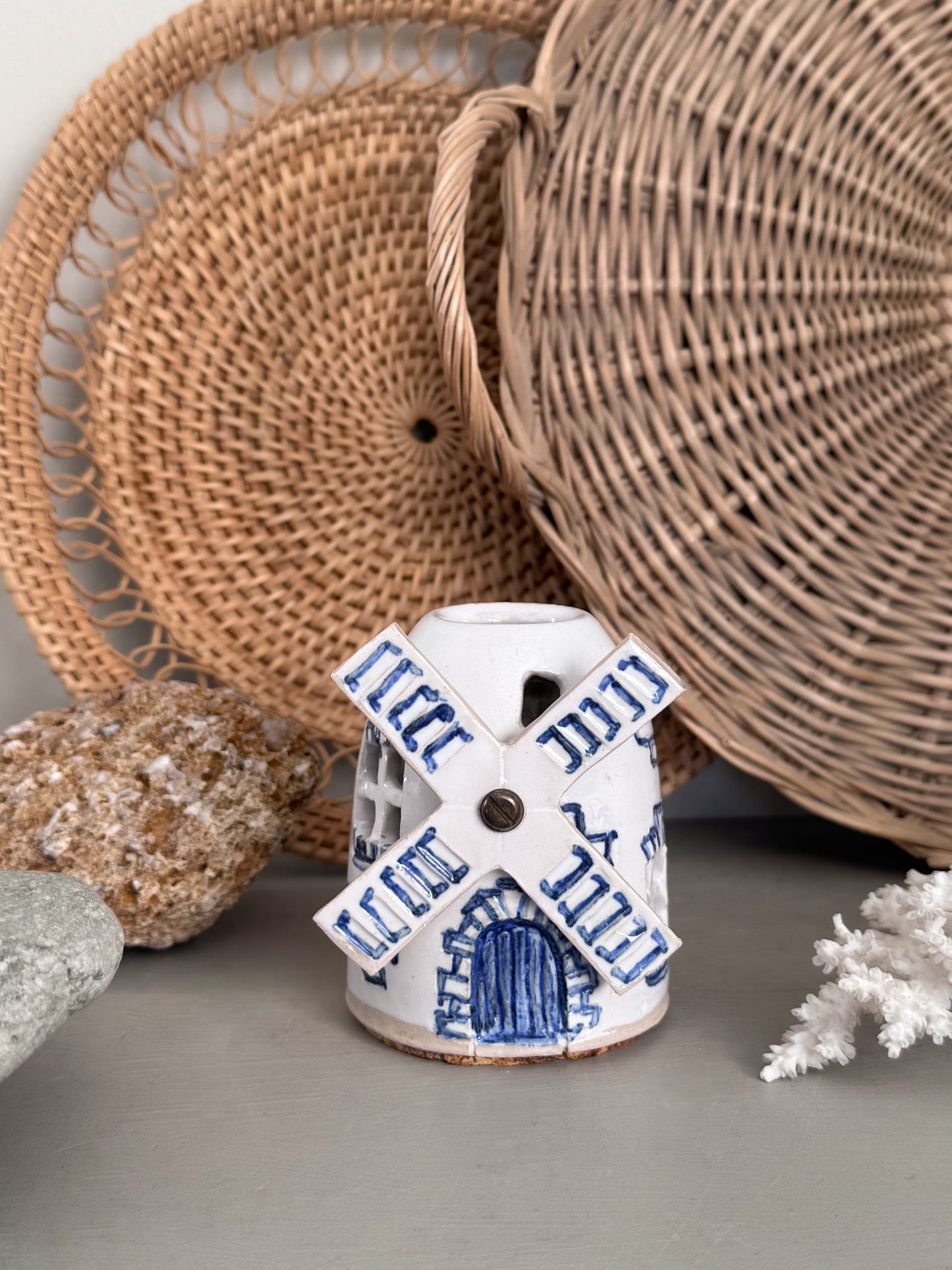 Vintage Studio Pottery Windmill Tea Light Holder