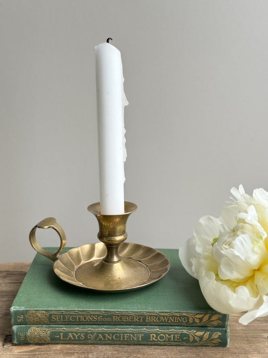 Vintage Brass Scalloped Chamberstick