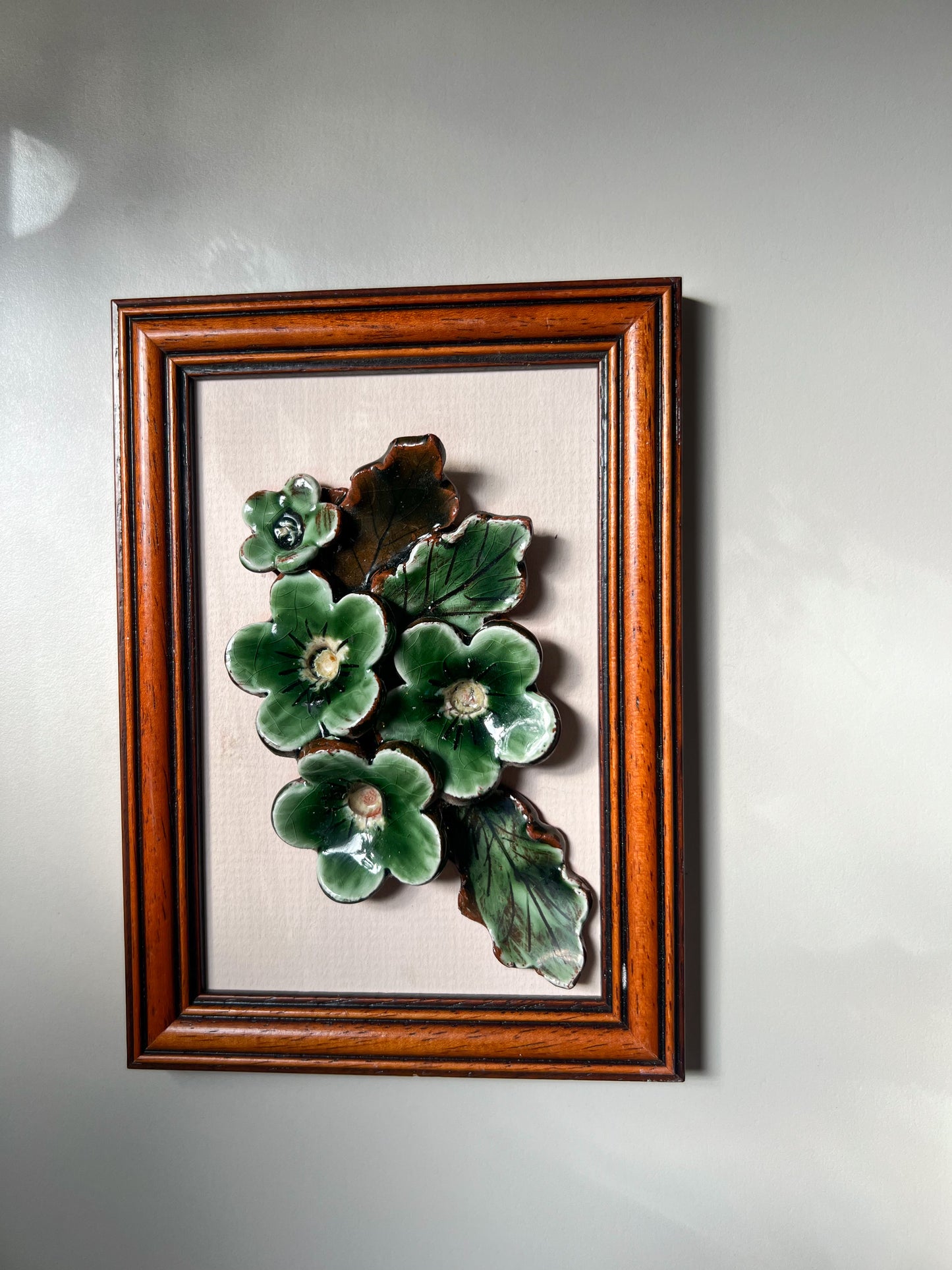 Framed Studio Pottery Snowdonia Primroses