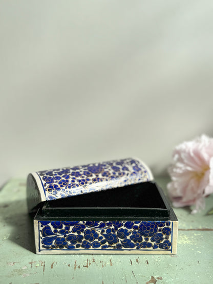 Vintage Indian Papier-Mâché Floral Trinket Box