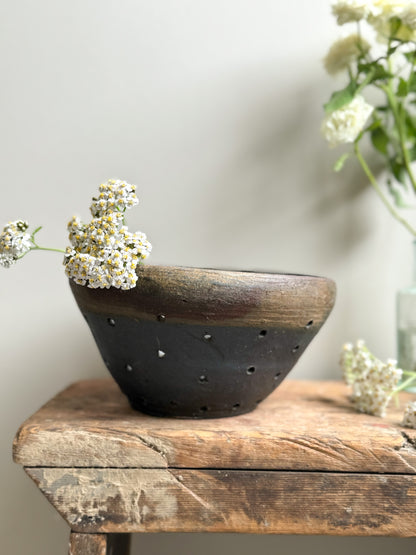 Antique French Earthenware Cheese Strainer / Colander