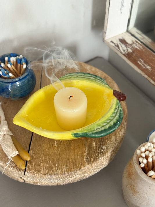 Vintage Handmade Lemon-Shaped Ceramic Dish