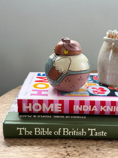 Vintage One-of-a-Kind Studio Pottery Folk Art Lady Ginger Jar