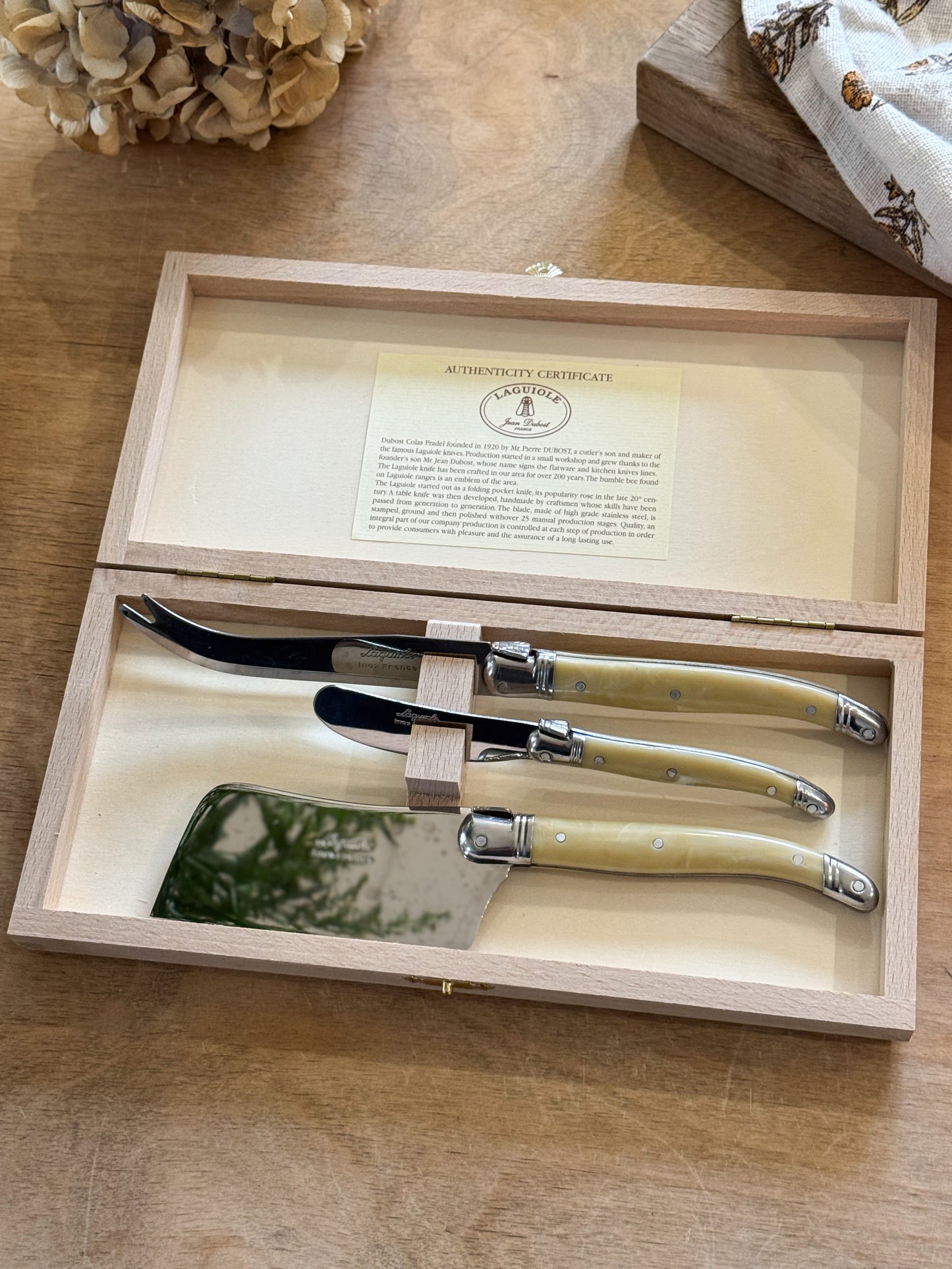 French Laguiole Jean Dubost 3-Piece Cheese Knife Set (Brand New in Box)