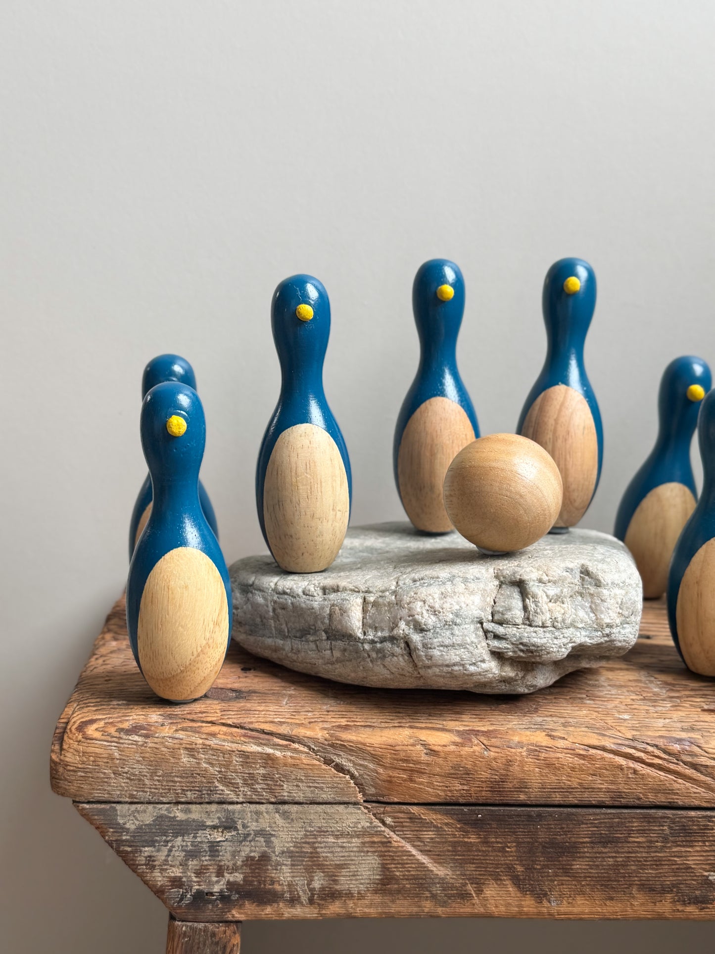 Wooden Penguin Skittles Set