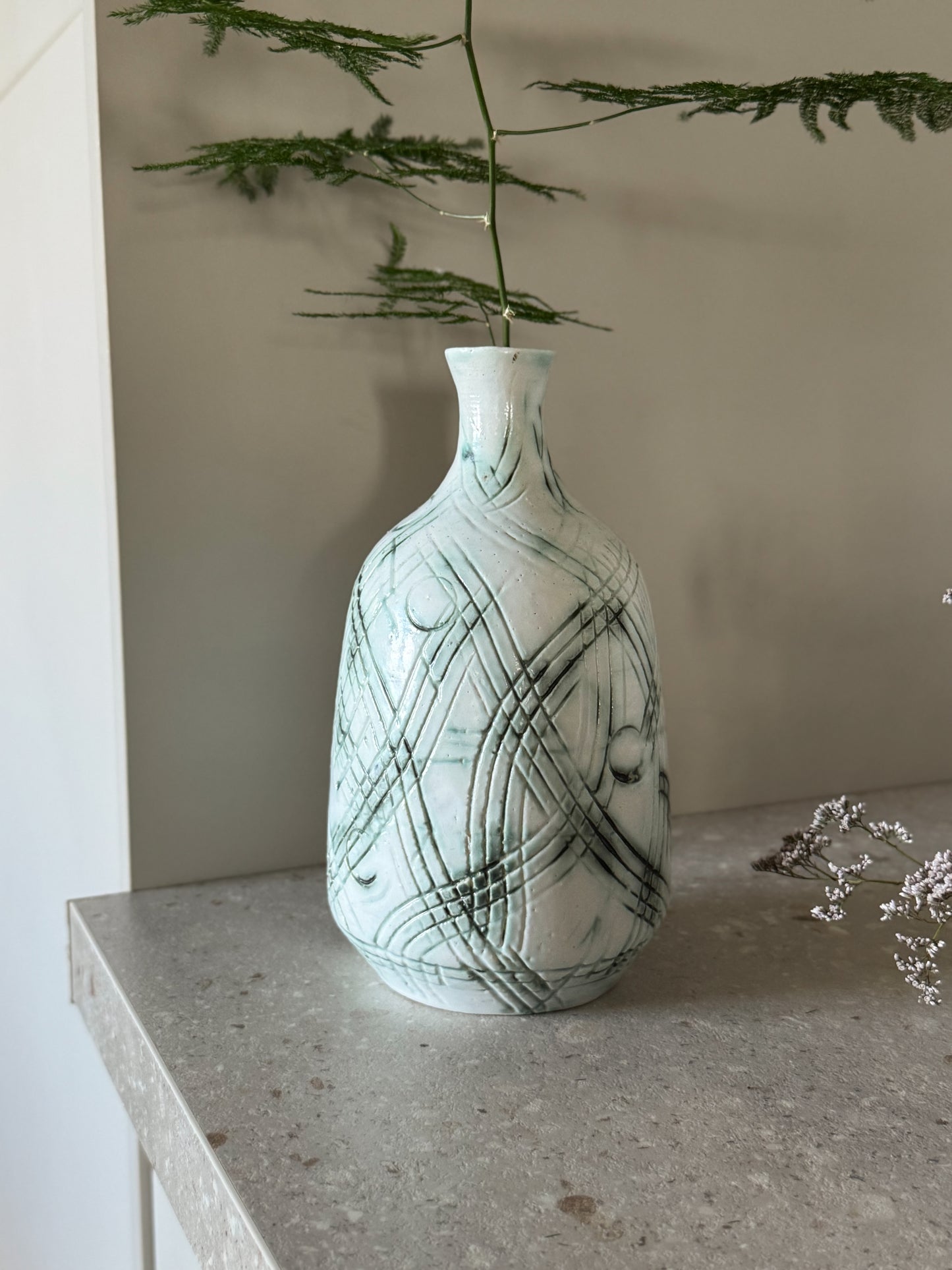 Vintage Midcentury Welsh Studio Pottery Bottle Vase - Old Colwyn Ceramics, North Wales