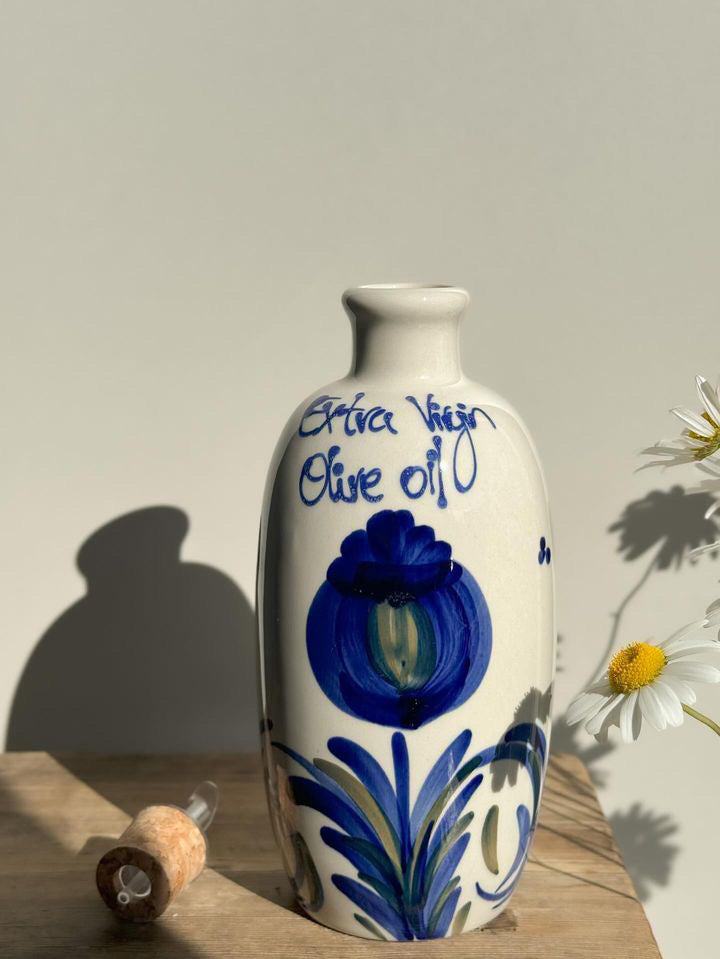 Contemporary Handmade Glazed Ceramic Olive Oil Bottle - Made in Spain