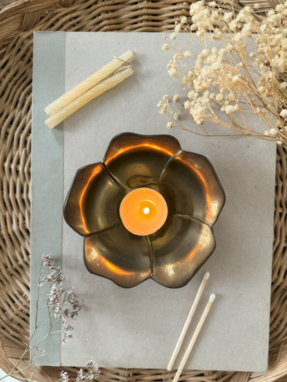 Vintage Solid Brass Flower Shaped Dish