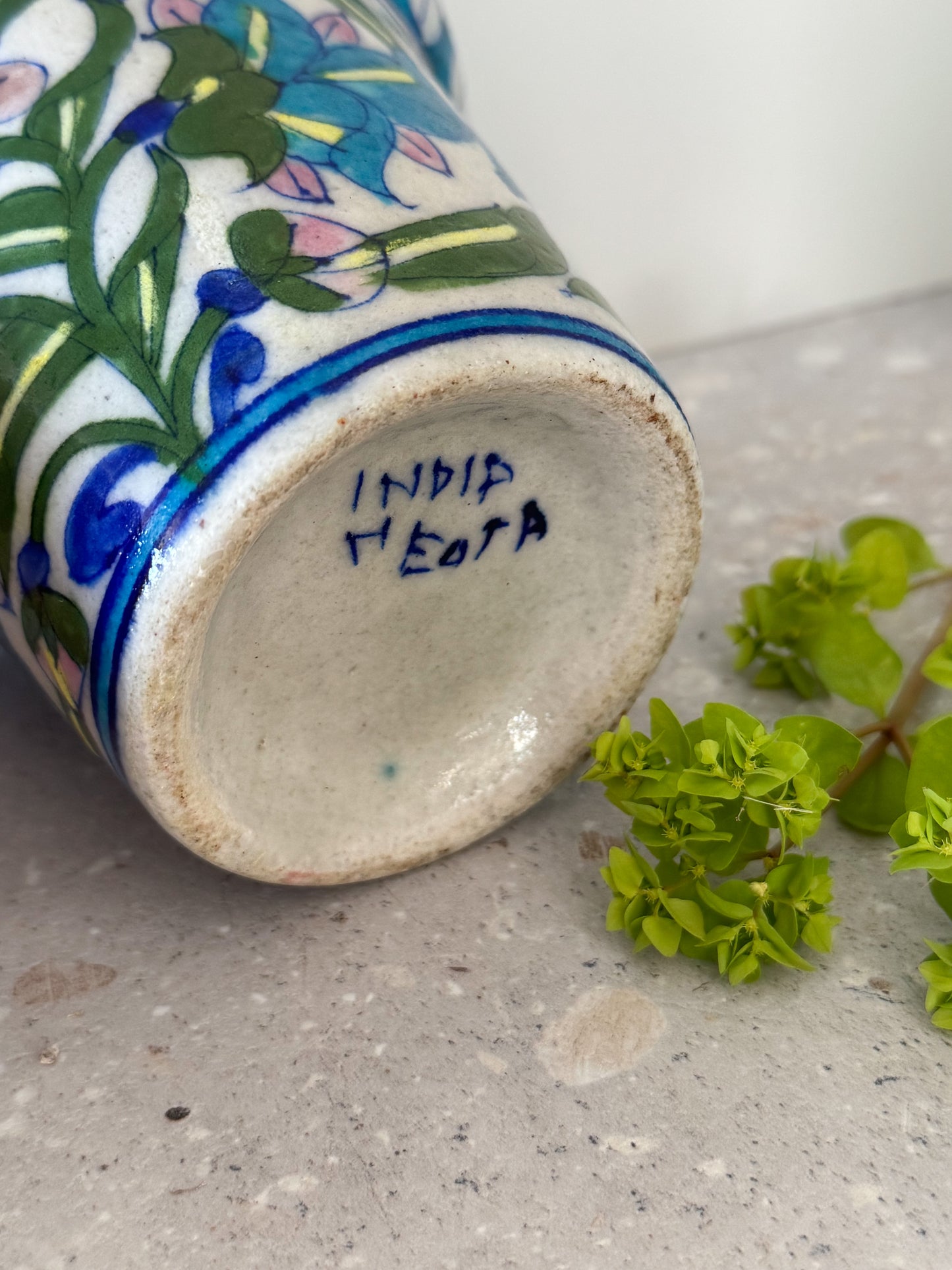 Vintage Handmade Indian Studio Pottery Planter, Signed Eota, India