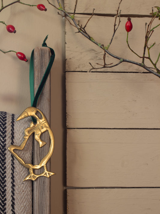 Vintage Solid Brass Christmas Decoration - Goose