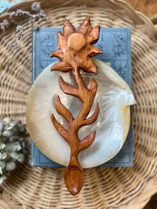 Hand-Carved Sun Flower Love Spoon