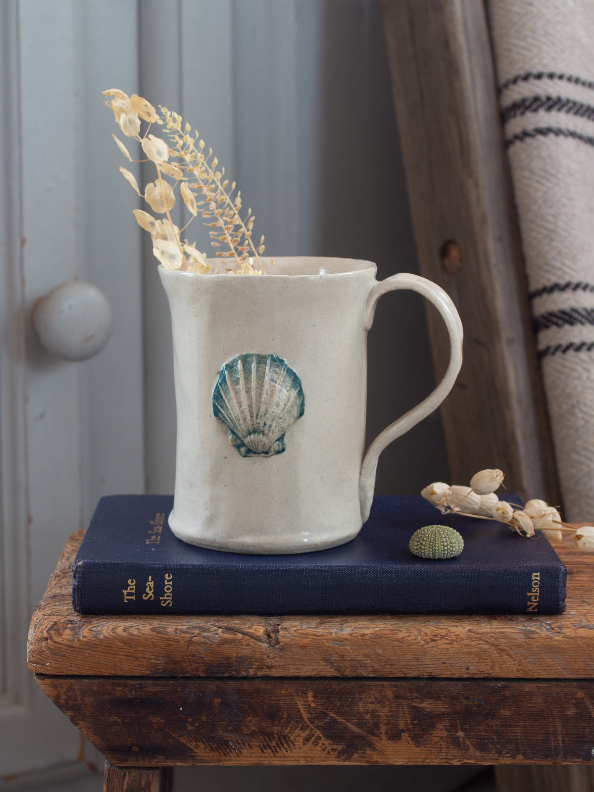 Vintage Handmade Studio Pottery Scallop Shell Mug