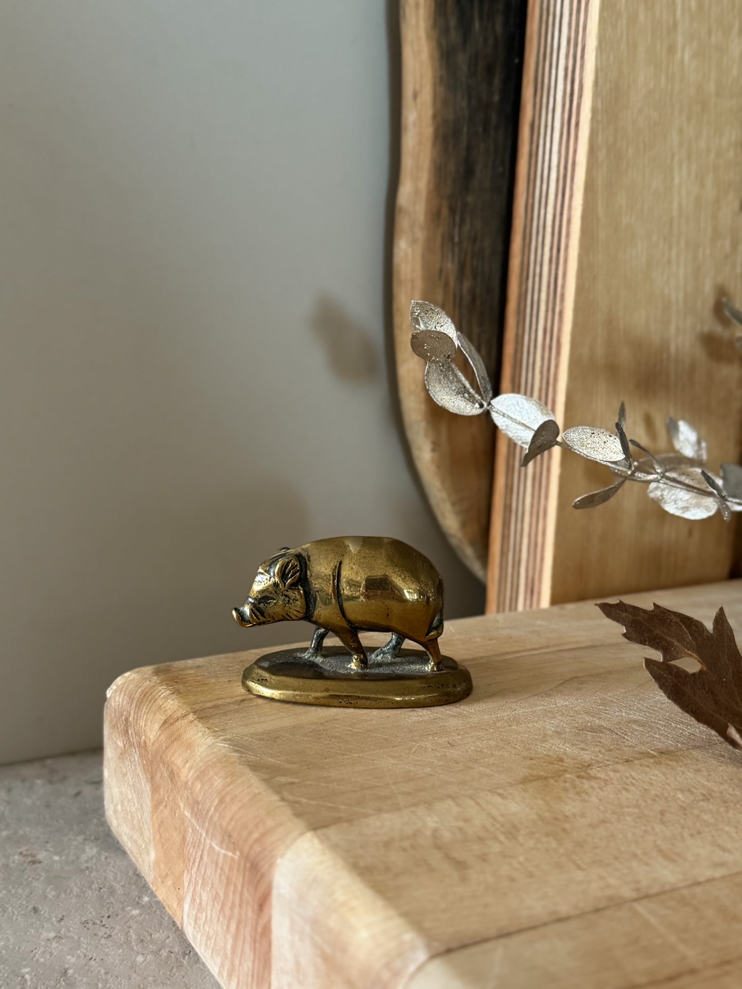 Antique Solid Brass Boar Games Counter