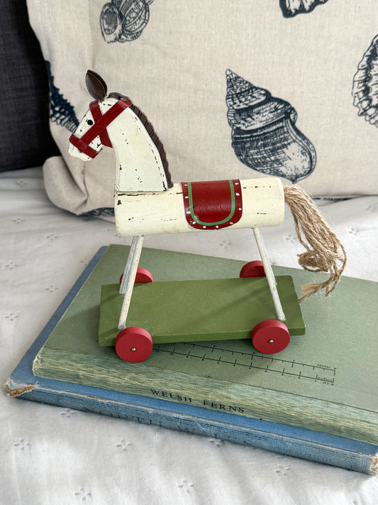 Vintage Wooden Handmade Pull-Along Horse Toy